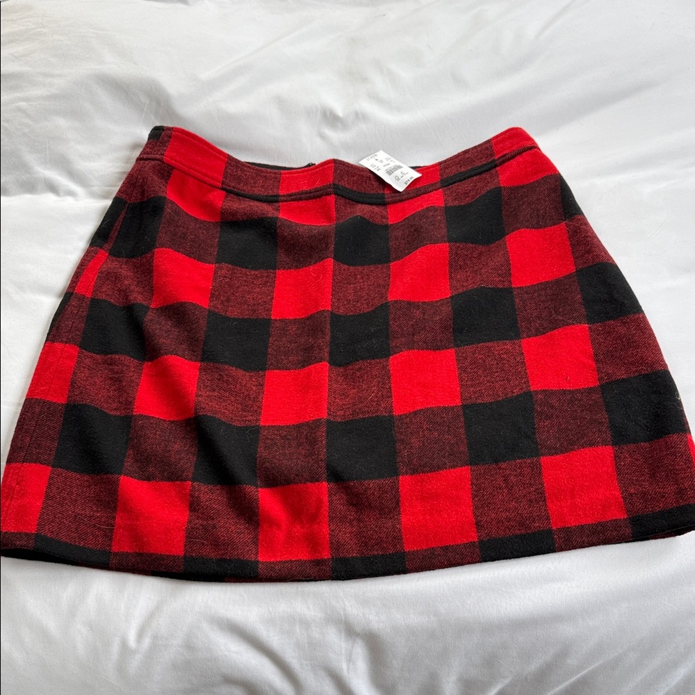 J. Crew Plaid Mini Skirt in Red and Black